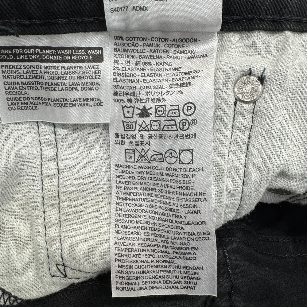 LEVI'S 513 BLACK SLIM STRAIGHT STRETCH JEANS 38X30